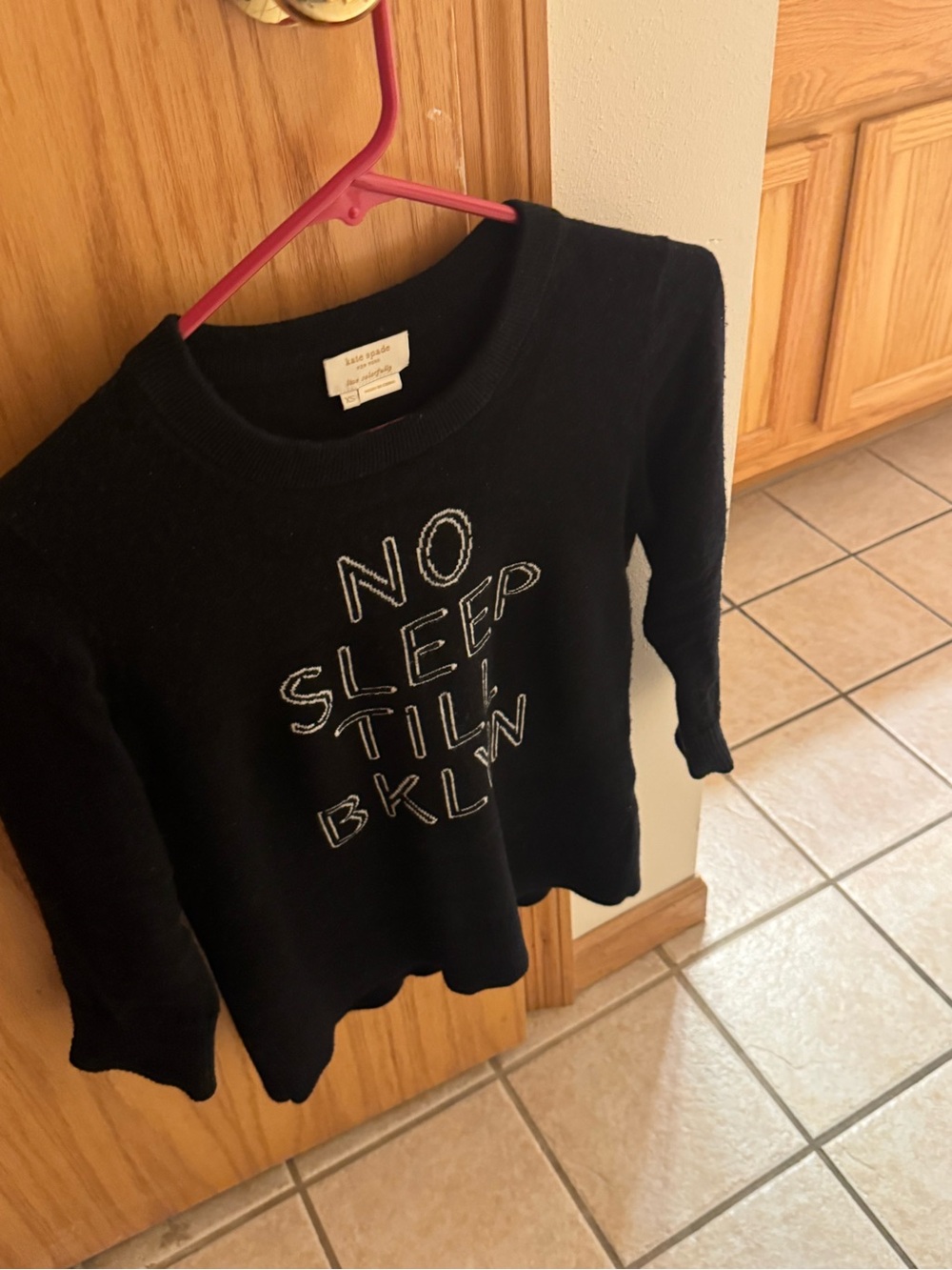 kate spade Black No Sleep Till BKLYN Sweater Top. Pullover style. NWOT